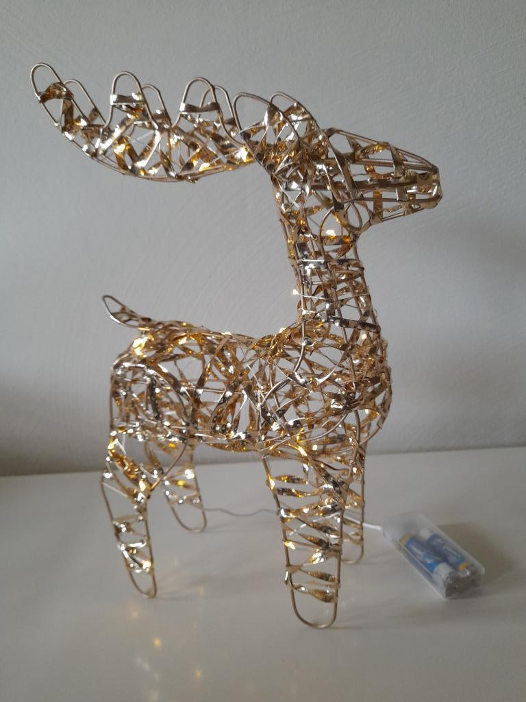 Kerst - Gouden rendier met lichtjes, Diversen, Kerst, Nieuw, Ophalen of Verzenden