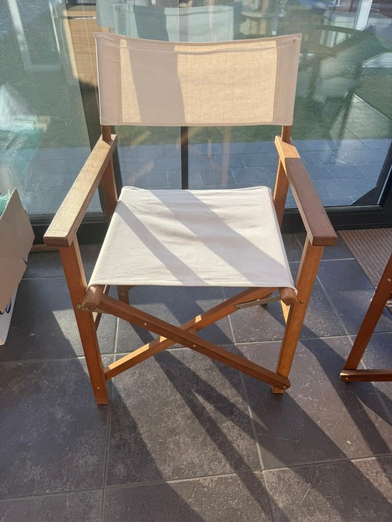 2 regisseurs stoelen opklapbaar, Huis en Inrichting, Gebruikt, Twee, Geen idee, Wit