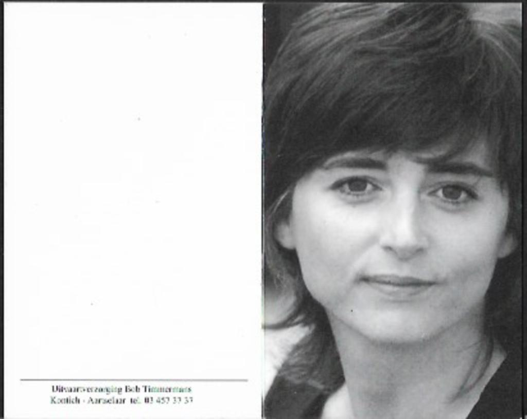 Bidprentje Hilde Rens - zangeres YASMINE, Verzamelen, Bidprentjes en Rouwkaarten, Bidprentje, Ophalen of Verzenden