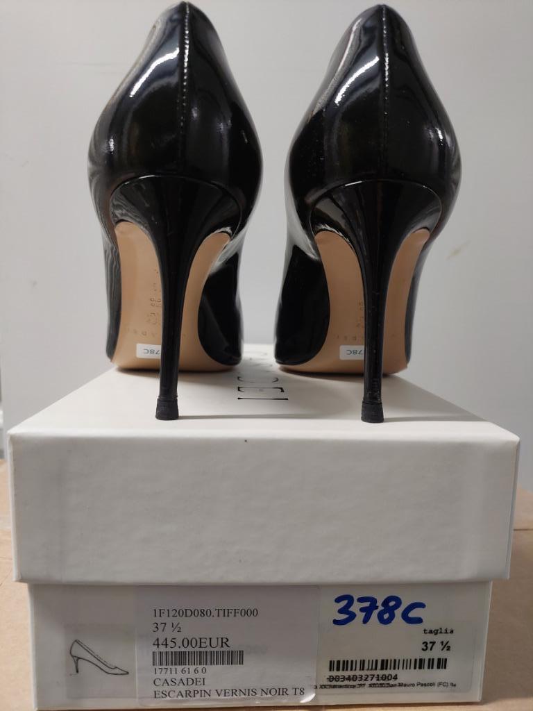 378C* Casadei -sexy escarpins noirs cuir verni (37,5), Escarpins, Comme neuf, Casadei, Noir