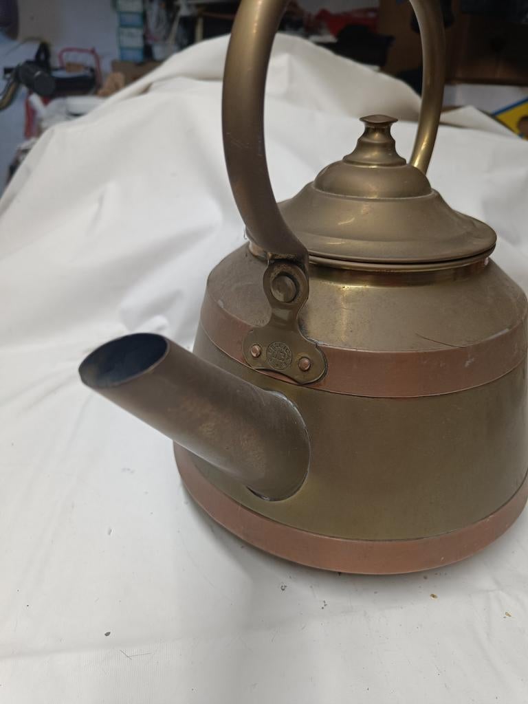 Ancienne bouilloire en 2 types de cuivre de 30 cm, Enlèvement