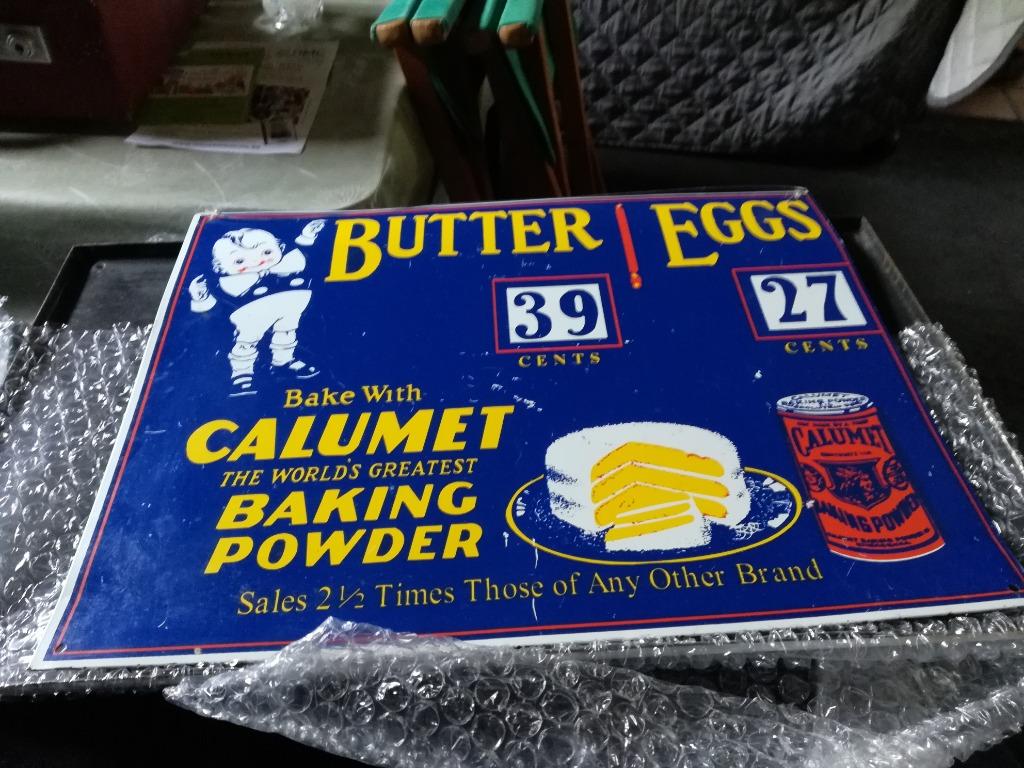 une plaque publicitaire en tôle vintage CALUMET baking powde, Enlèvement, Utilisé