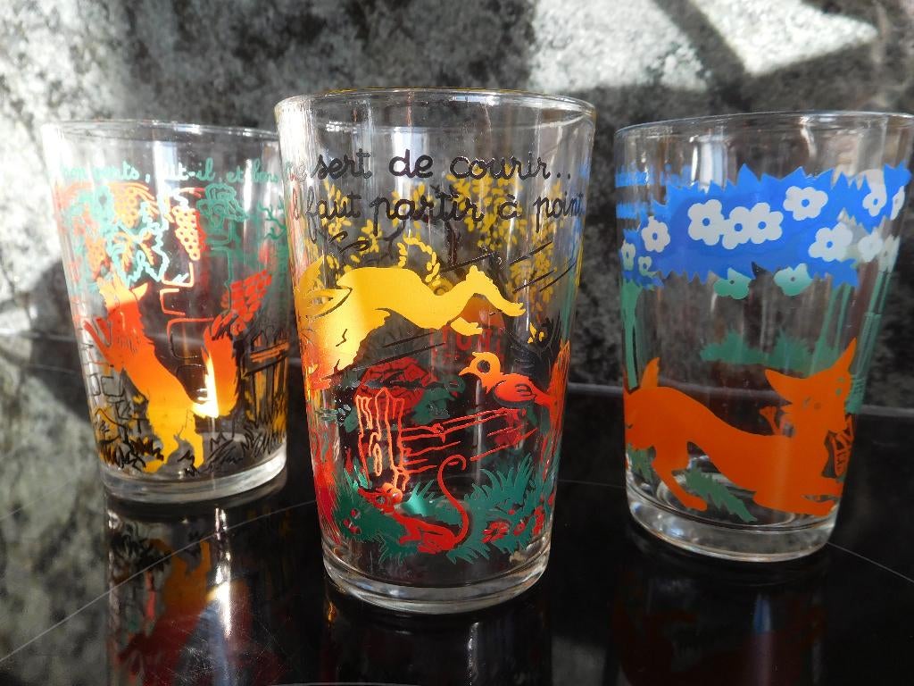 3 glazen uit de fabels van La Fontaine, Ophalen of Verzenden, Nieuw, Waterglas