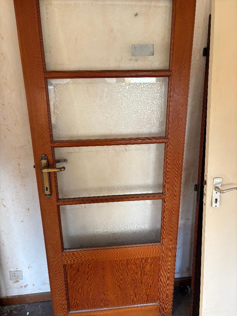 Porte ancienne avec verre martelé, Bricolage & Construction, Moins de 200 cm, Porte intérieure, Enlèvement, Utilisé