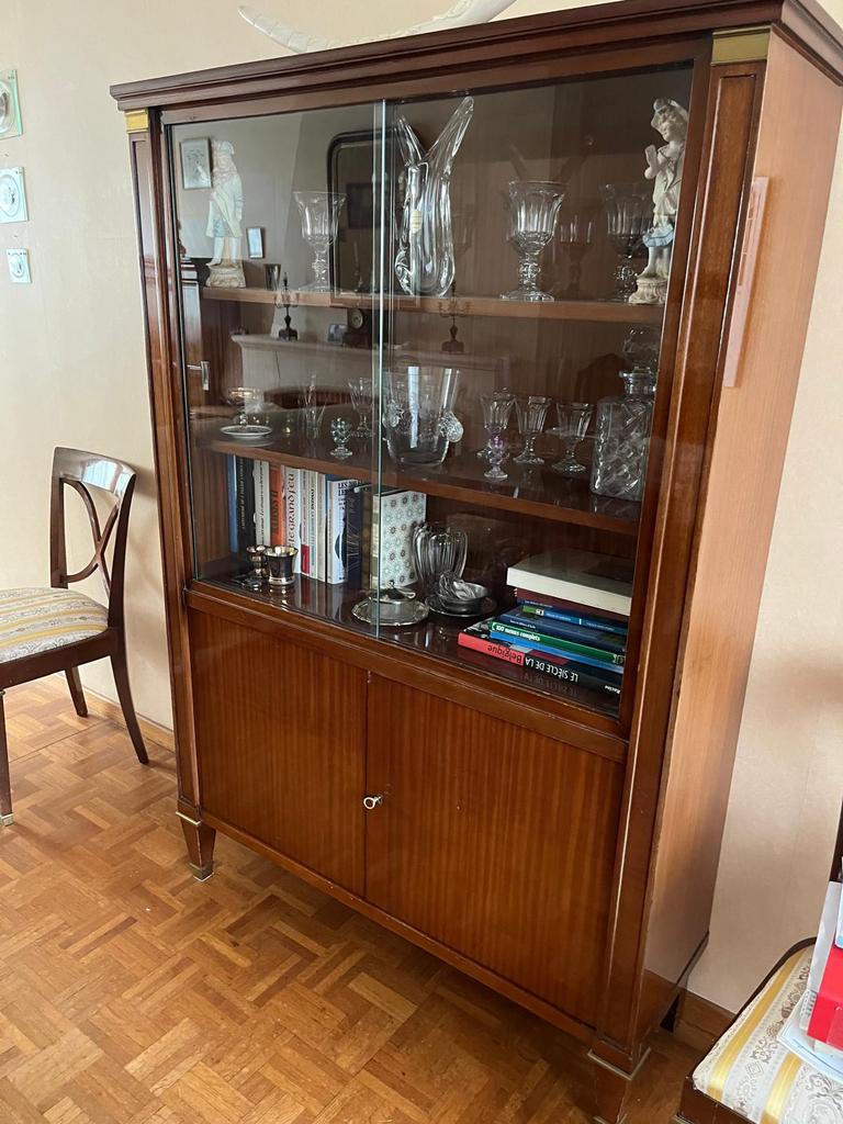 Mahoniehouten vitrinekast in Engelse stijl uit de jaren 50, Ophalen, Gebruikt