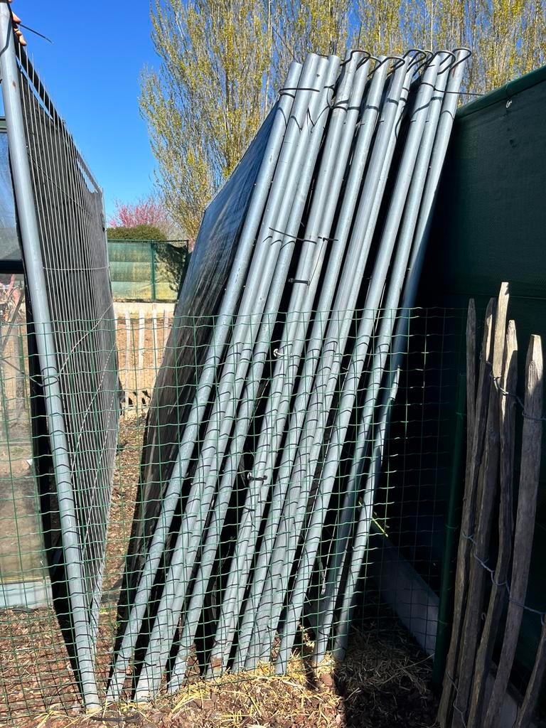 Afsluiting / bouwhekkens / heras hek met voetstuk en doek, Ophalen, Zo goed als nieuw
