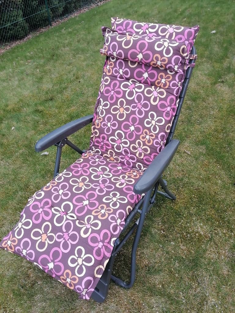 Fauteuil/relax de jardin avec coussin, Enlèvement, Comme neuf, Pliant