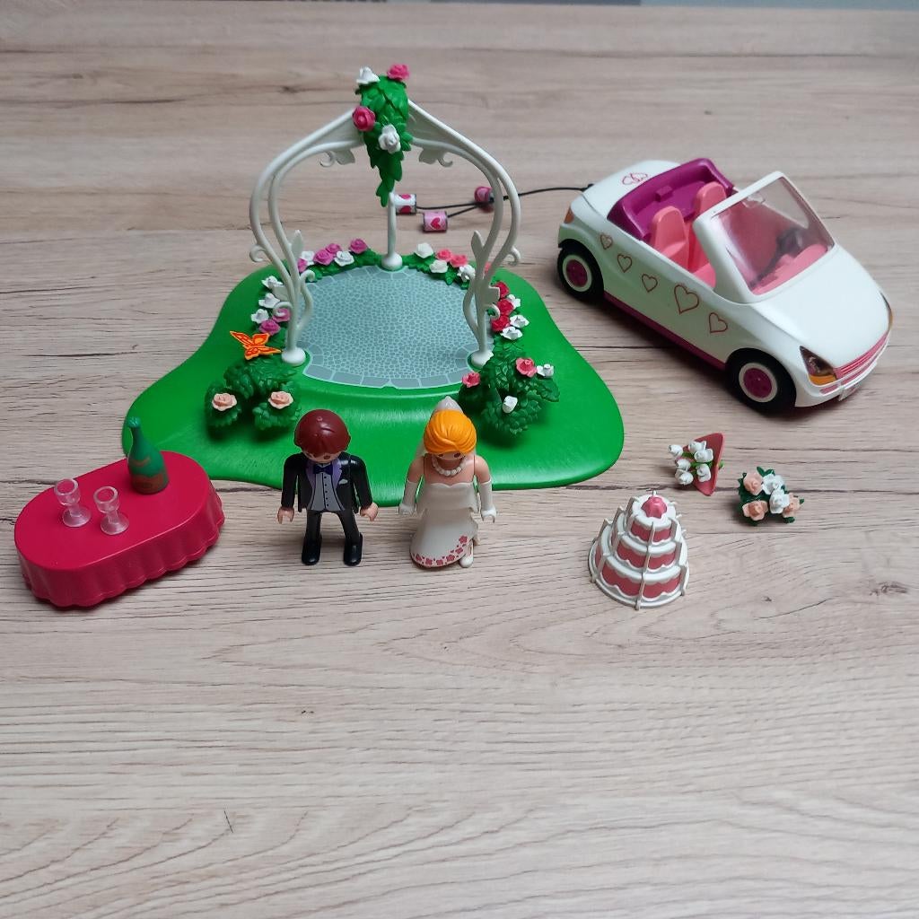6871 Bruid en bruidegom met Playmobil-auto, Kinderen en Baby's, Speelgoed | Playmobil, Ophalen of Verzenden, Gebruikt, Complete set