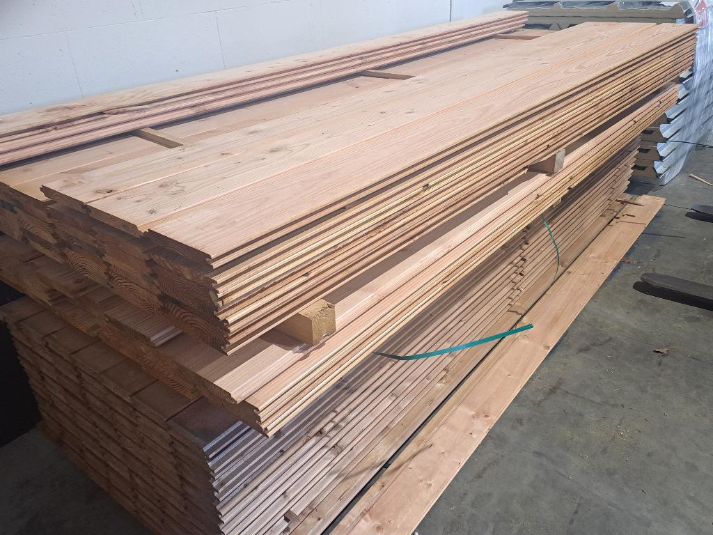 TE KOOP! Planken/Douglas/blokhutprofiel: 28x195x3 en 4m, Ophalen, 25 tot 50 mm, Nieuw, Plank