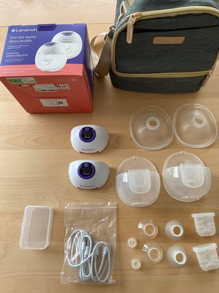 Lansinoh dubbele draadloze kolf met garantie en opbergzak, Kinderen en Baby's, Babyvoeding en Toebehoren, Zo goed als nieuw, Ophalen