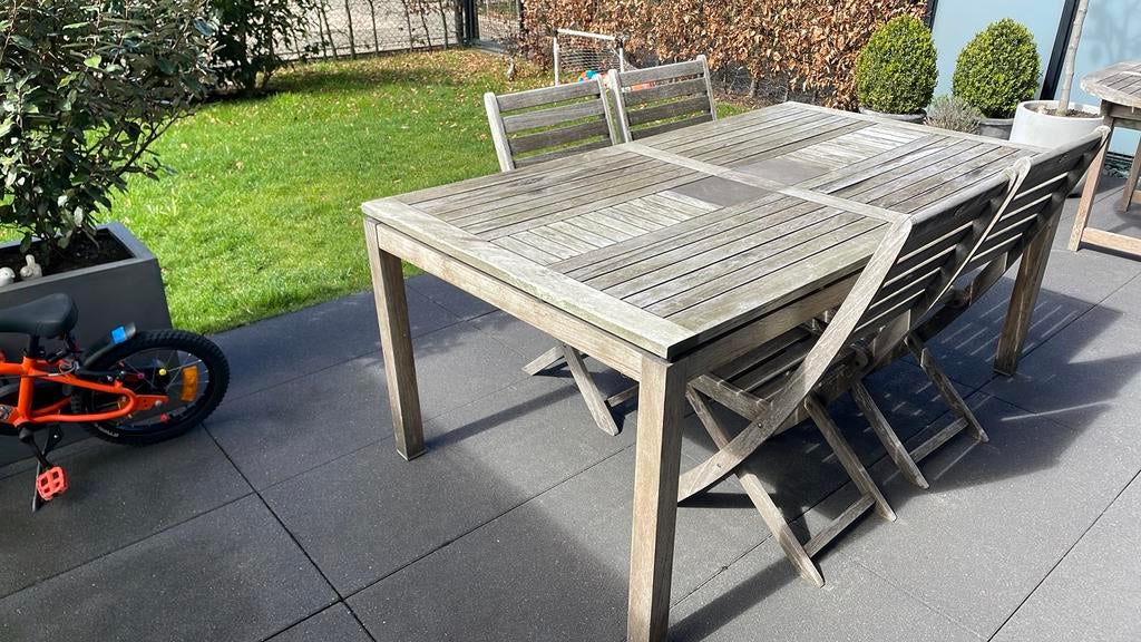 Tuintafel teak, Tuin en Terras, Tuintafels, Ophalen, Gebruikt, Rechthoekig, Teakhout