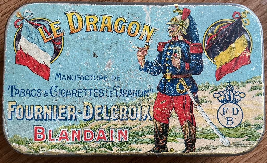Oud TABACS & CIGARETTES/LE DRAGON/BLANDAIN/tabaksblik, Ophalen of Verzenden, Zo goed als nieuw, Verpakking