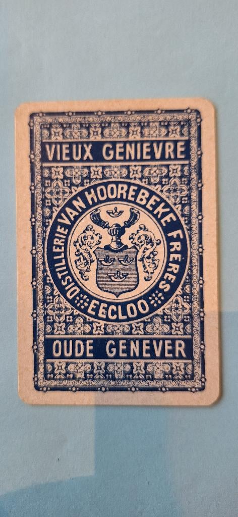 Carte à jouer Eecloo_Oude Genever_Blauw_224, Collections, Cartes à jouer, Jokers & Jeux des sept familles, Utilisé, Joker(s), Enlèvement ou Envoi