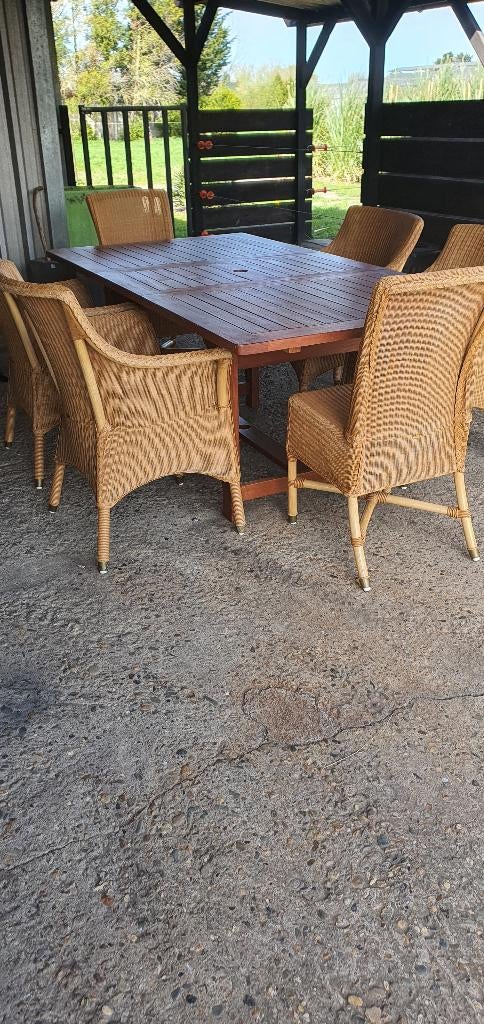 Tuinset tafel en 6stoelen, Enlèvement, Comme neuf, 6 places, Salons de jardin