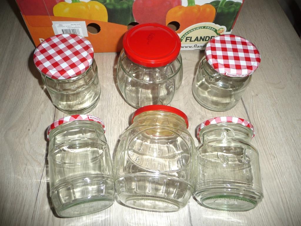 Bocaux à confiture grand format (jusqu'à 34 pièces), Enlèvement ou Envoi, Comme neuf, Verre, Casserole, Bidon ou Boîte