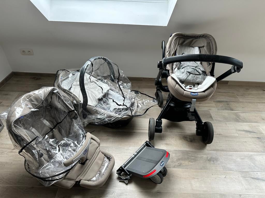 Poussette trio chicco + 2base urgent doit partir vite, Enlèvement, Comme neuf, Poussette