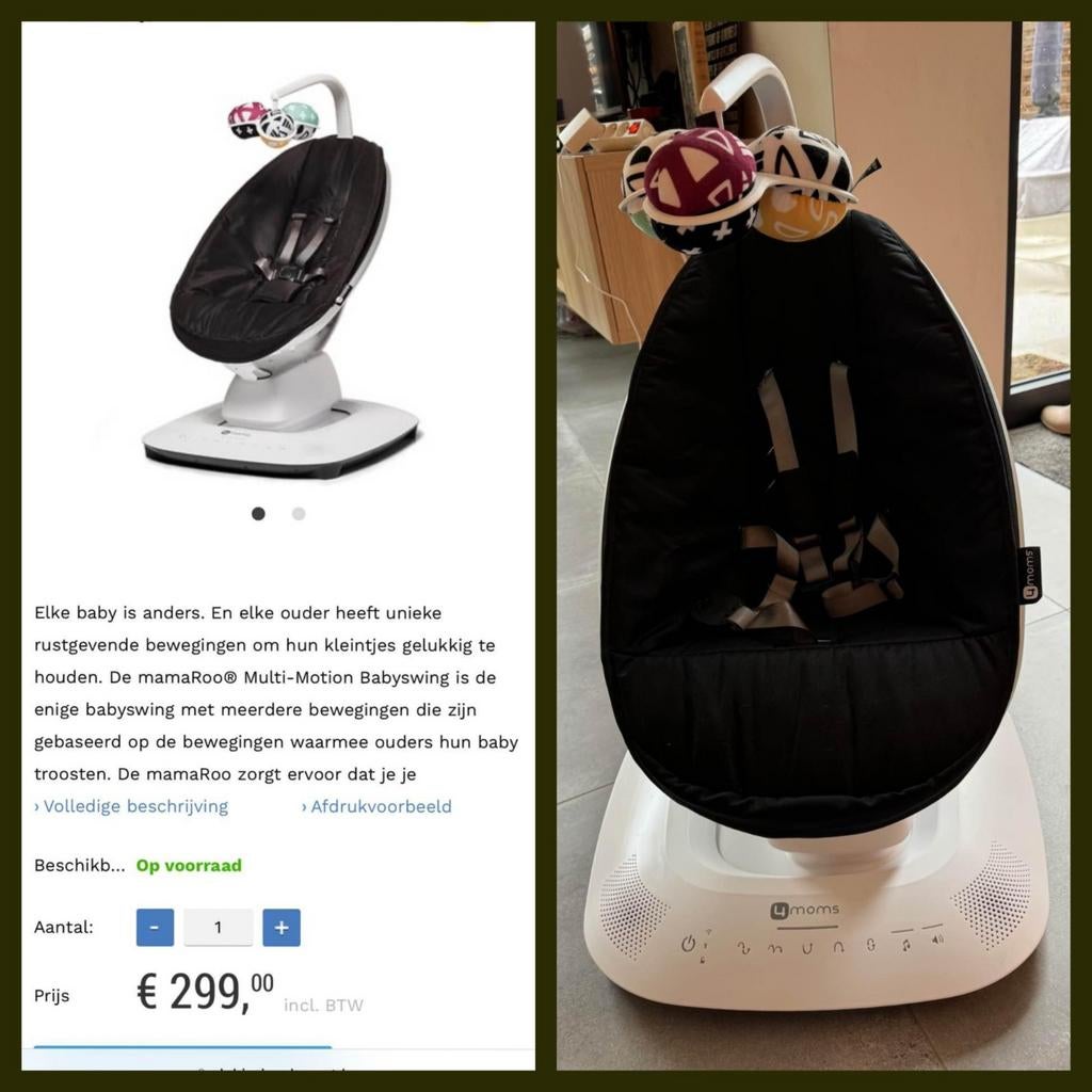 4moms mamaroo 5.0 relax - classic black, Kinderen en Baby's, Ophalen, Schommelstoel