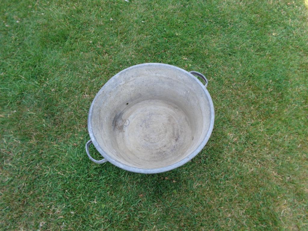 bassine - marmite en galvanisé - forme ronde - ancienne, Jardin & Terrasse, Bacs à fleurs & Jardinières, Moins de 30 cm, Rond
