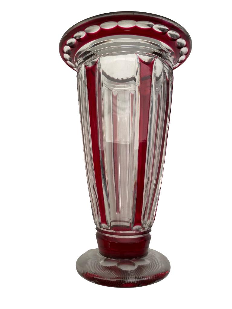 Vase Val Saint Lambert Ardennes Art Déco cristal rouge, Antiquités & Art, Enlèvement ou Envoi