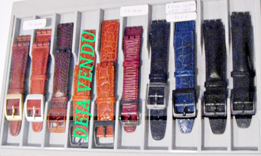 Bracelet cuir véritable épais 17 ou 19 mm pour montre Swatch, Ophalen of Verzenden, Nieuw, Overige kleuren, Leer