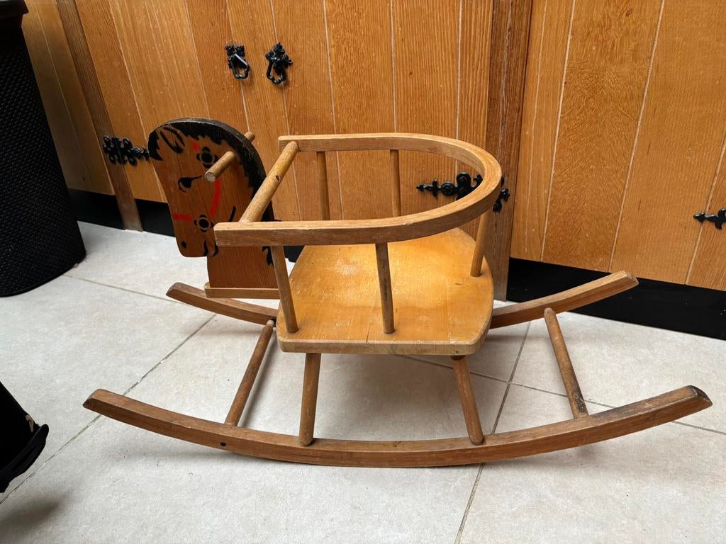 Retro houten schommelpaard, Ophalen, Gebruikt