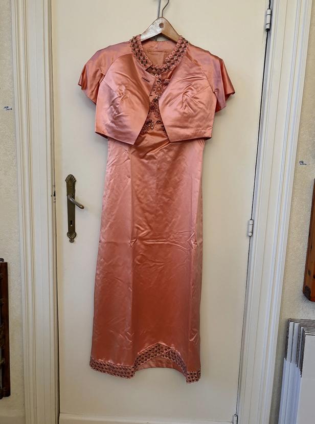 Robe  italienne en satin rose+boléro E. Bevilacqua Arona, Ophalen of Verzenden, Roze