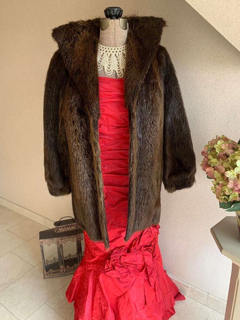 Pelsmantel in perfecte staat maat 40/42, Kleding | Dames, Ophalen, Zo goed als nieuw, Maat 42/44 (L), Bruin