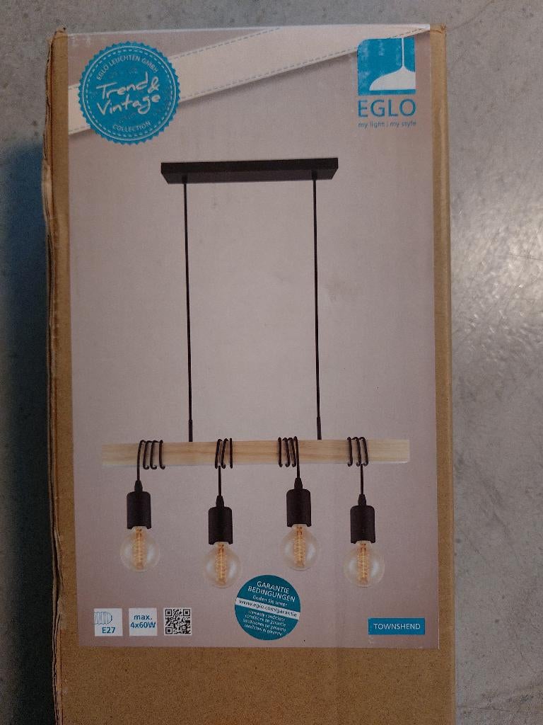 Luminaire - lustre -suspension EGLO 4 soquets E27, Enlèvement, Neuf, Bois, Vintage - bois - suspension