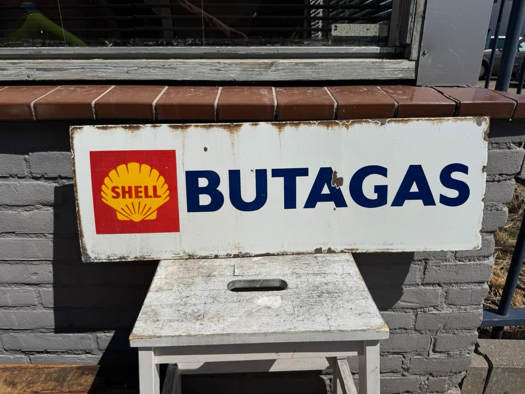 SHELL oud emaille reclamebord, Ophalen of Verzenden