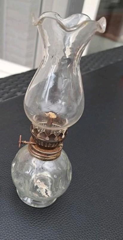 klein oud glazen olielampje, Ophalen of Verzenden