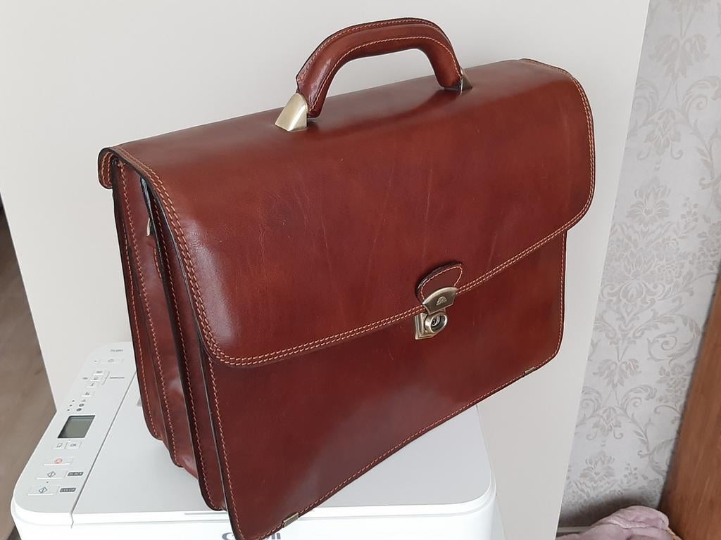 Grote koffer TONY PEROTTI bruin leer bruin, Ophalen of Verzenden, Zo goed als nieuw, Bruin, Leer