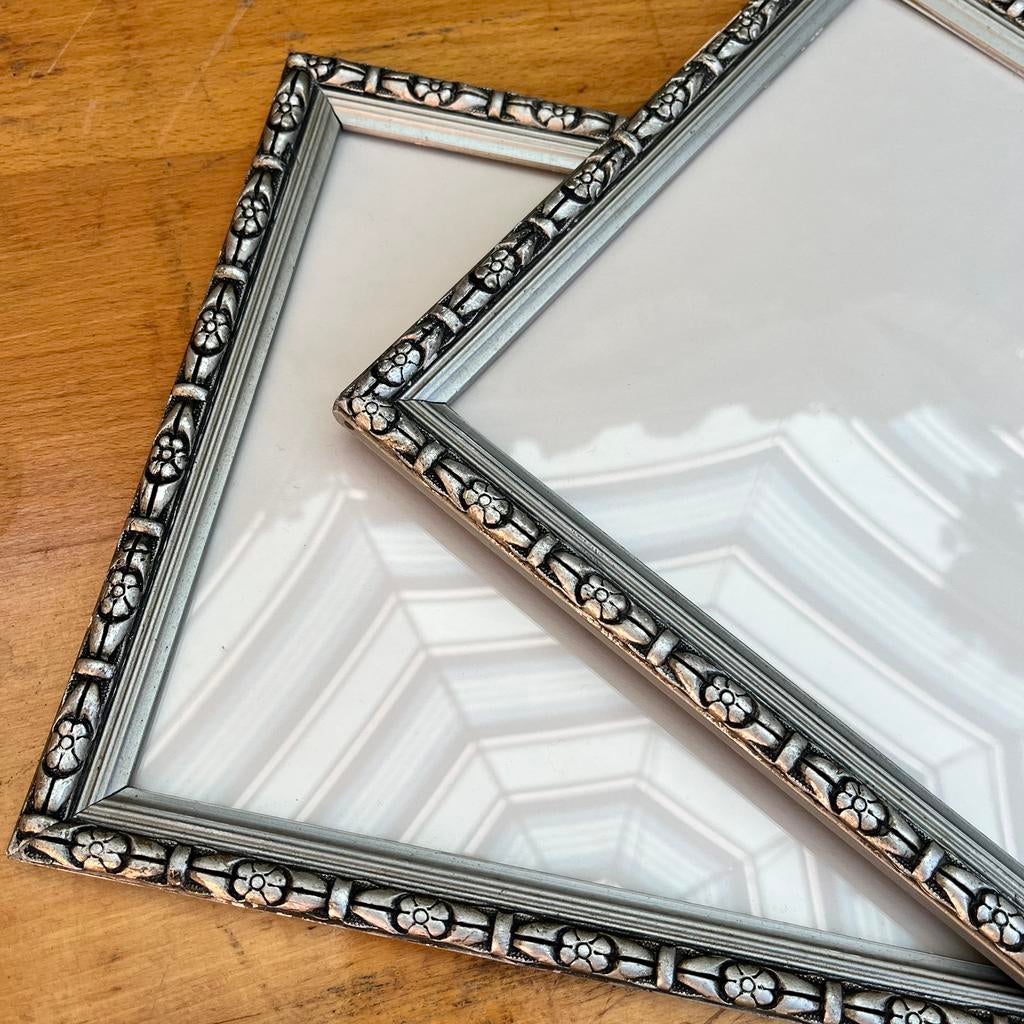 Paire de cadres art déco en bois argenté, Enlèvement ou Envoi, Utilisé, X, X