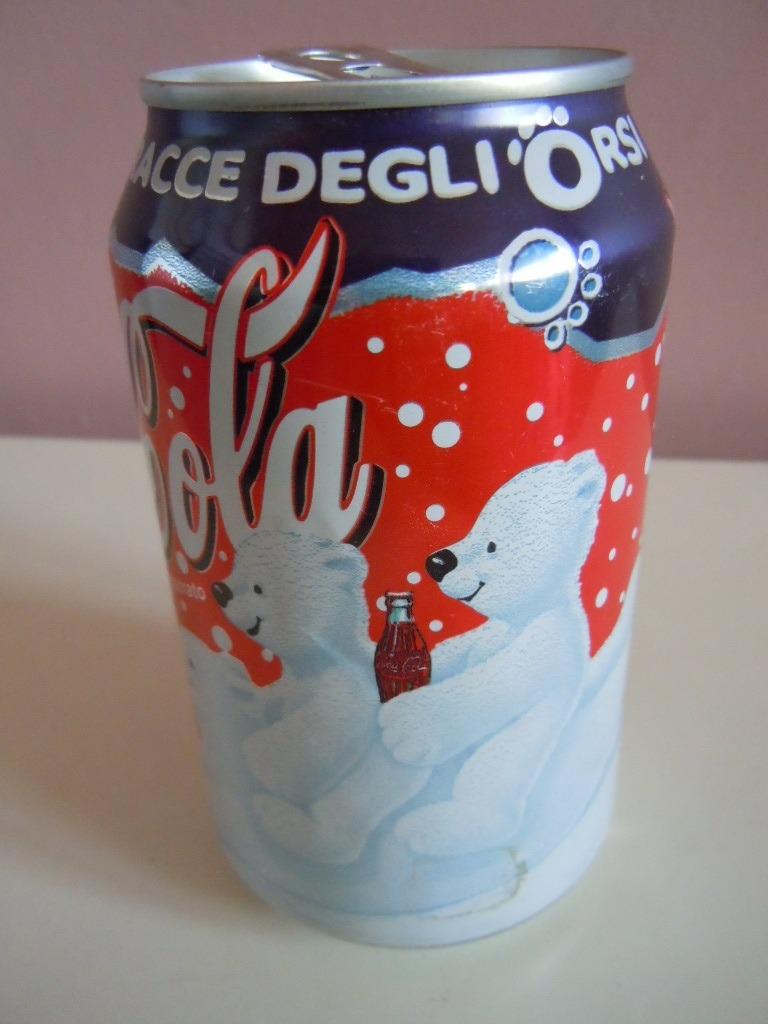 Coca-Cola leeg blikje Italië 2002 winter beren, Ophalen of Verzenden, Gebruikt, Verpakking