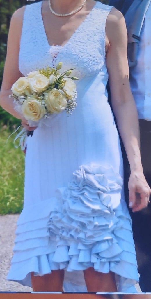 Te koop: Trouwjurk maat 36-38 met jasje 2-delig, ANDERE, Trouwjurk, Wit, Ophalen of Verzenden