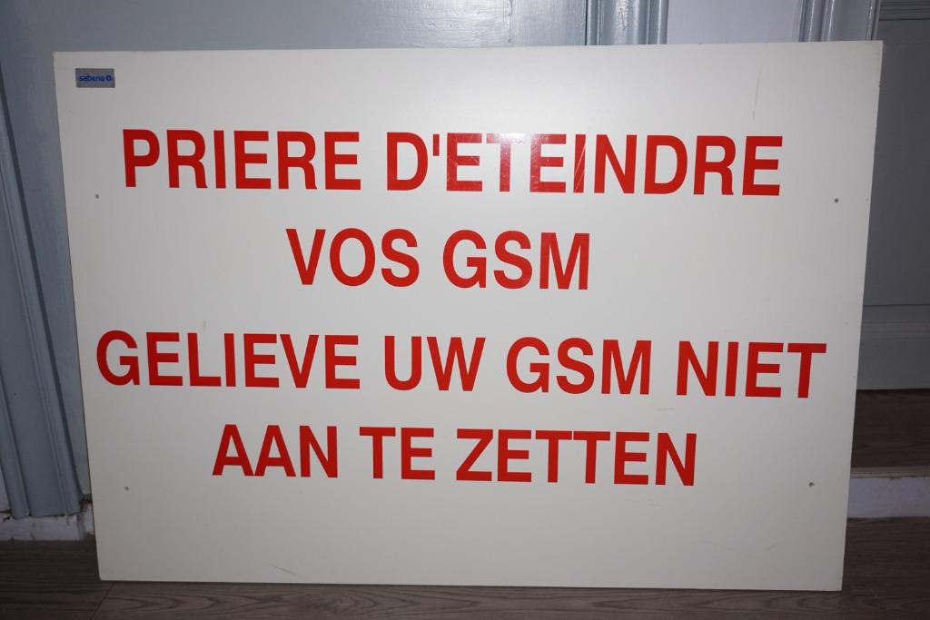 sabena pancarte gsm gebruik - 100 cm x 70 cm, Collections, Souvenirs Sabena, Enlèvement ou Envoi