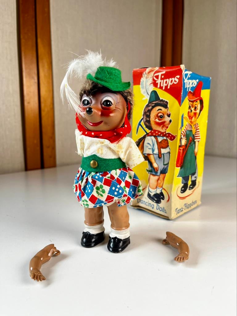 Steiff Mecki Duitse Dancing Dolls Fipps | Vintage 1950s, Ophalen of Verzenden