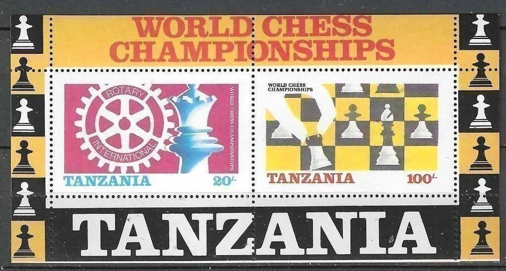 Tanzania 1986 - Yvert blok 44 - Kampioenschap Schaken (PF), Postzegels en Munten, Postzegels | Afrika, Verzenden, Tanzania, Postfris