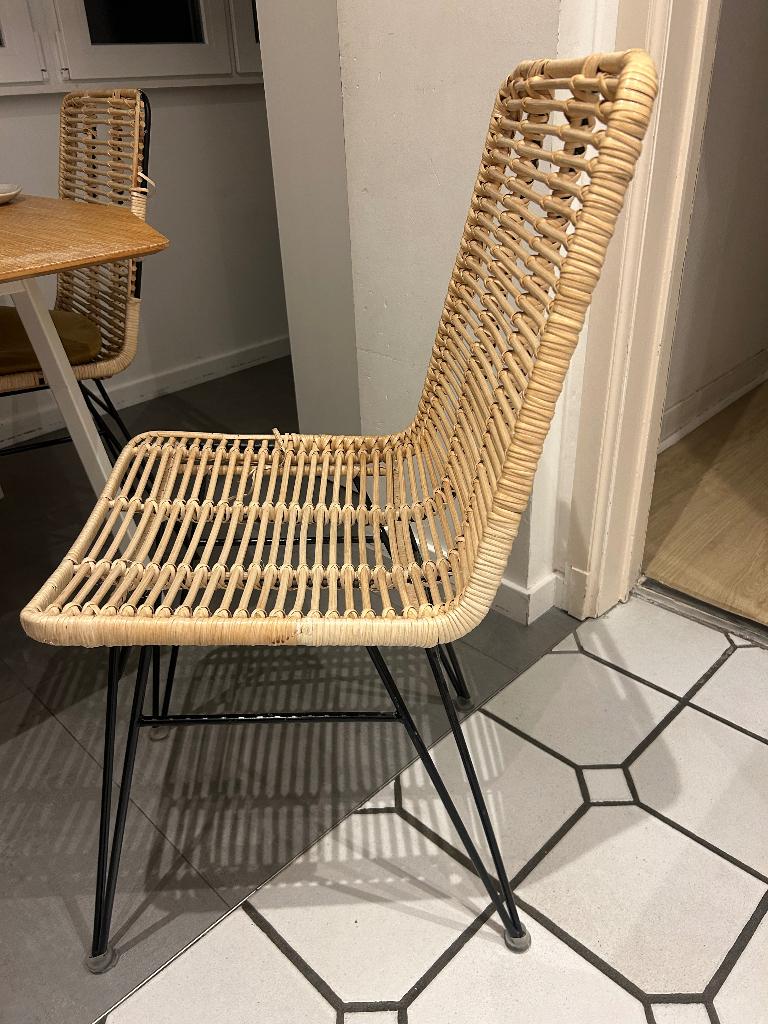 4 chaises rotin & métal BOHEMA, Huis en Inrichting, Stoelen, Ophalen, Gebruikt, Overige kleuren, Metaal