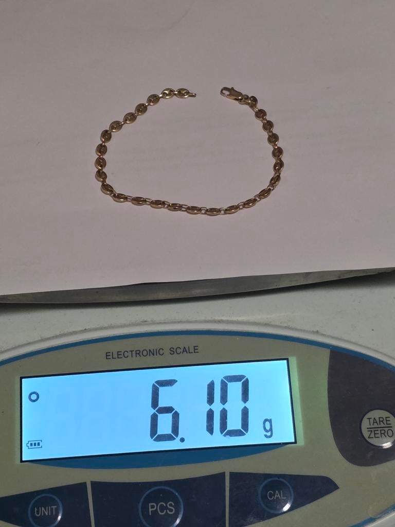 18k gouden koffiebonenarmband, Ophalen of Verzenden, Geel, Goud