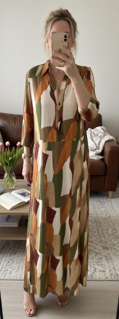 Lange jurk K-Design xxl, K-design, Bruin, Verzenden, Maat 46/48 (XL) of groter