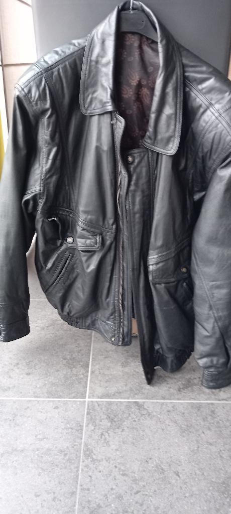 lederen jas, Ophalen, Zo goed als nieuw, Maat 52/54 (L), Zwart