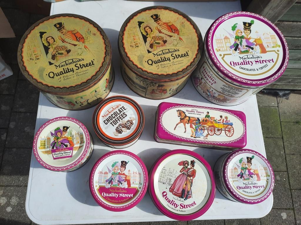 9 "Mackintosh's" quility street blikken dozen, Ophalen of Verzenden, Gebruikt