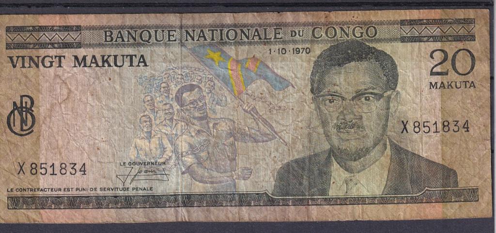 Congo 20 makuta 1970 VG Rare, Postzegels en Munten, Bankbiljetten | Afrika, Ophalen of Verzenden, Overige landen, Los biljet