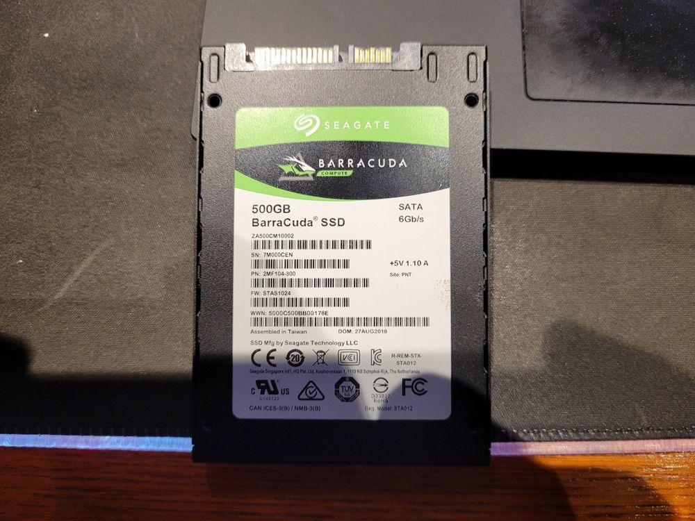 500Gb SSD Seagate BarraCuda, Intern, Gebruikt, Ophalen of Verzenden, Seagate