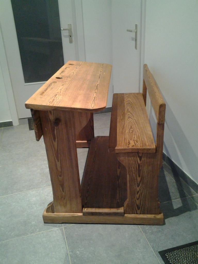 Banc d'écolier / Pupitre 2 places, Antiquités & Art, Enlèvement