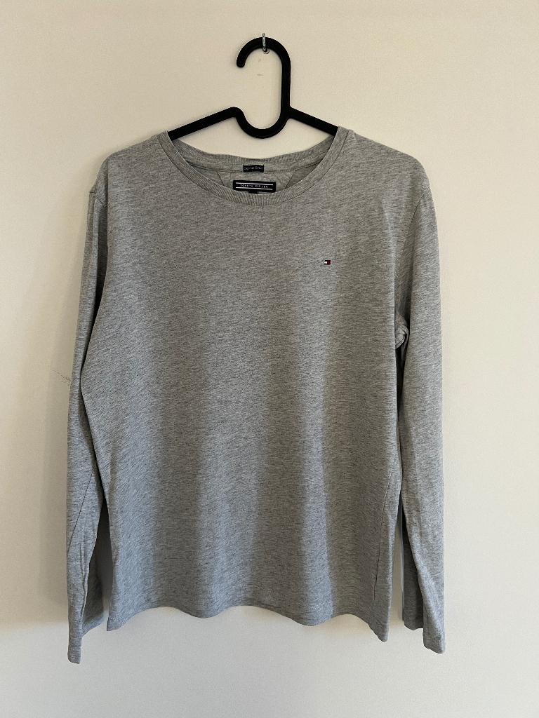 Grijze effen t-shirt Lange mouwen Tommy Hilfiger, Gebruikt, Ophalen of Verzenden, Tommy Hilfiger, Shirt of Longsleeve
