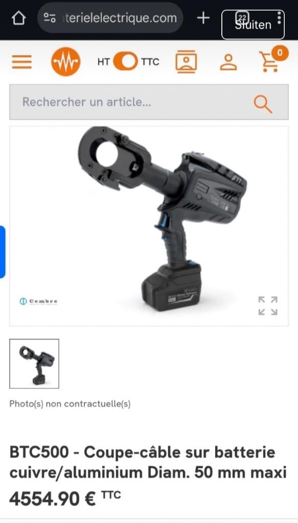 Kabelschaar hydraulisch, Ophalen, Zo goed als nieuw