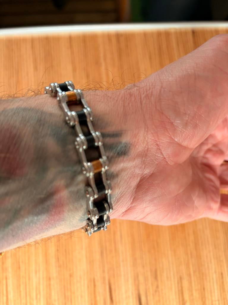 Motorkettingarmband in industriële stijl 18-20 cm pols, Motoren, Accessoires | Overige, Ophalen of Verzenden, Zo goed als nieuw