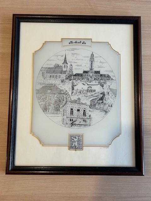 Kader glas Gemeente Korbeek-lo getekend, Ophalen of Verzenden