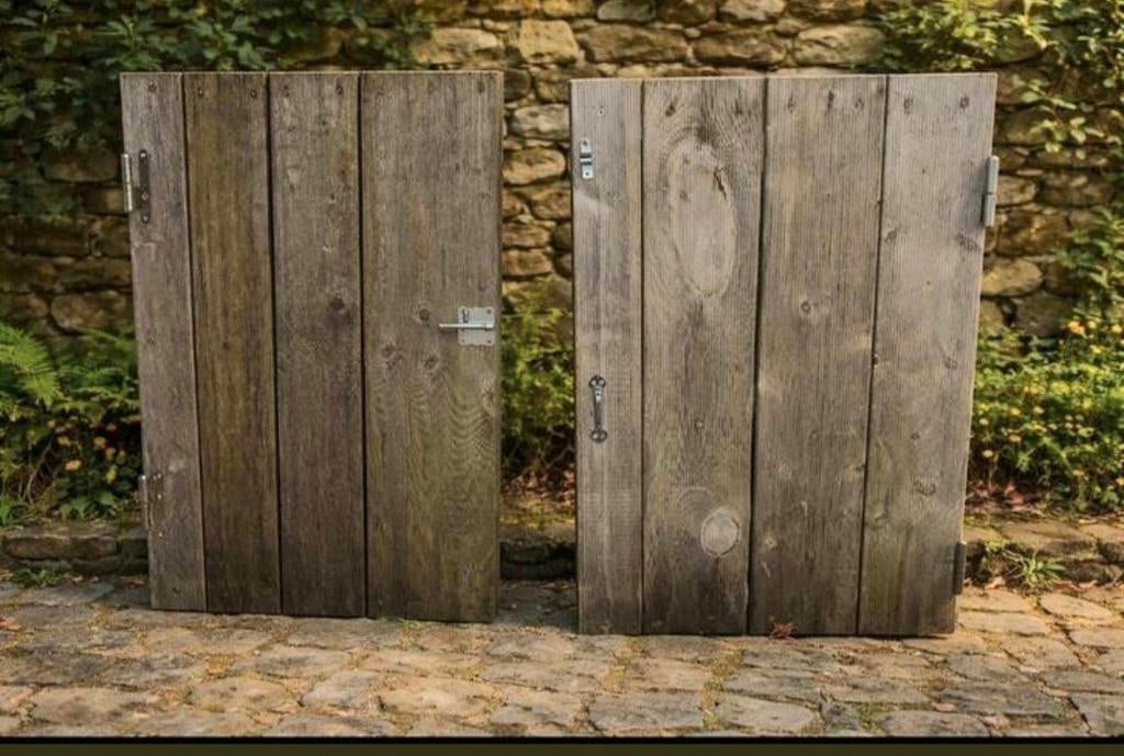 2 portes de jardin armoires extérieur bois exotique, Enlèvement ou Envoi, Bois